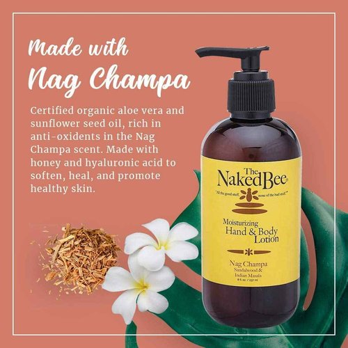 The Naked Bee Nag Champa Sandalwood & Indian Massala, Moisturizing Hand & Body Lotion 8oz + Lavendeer & Beeswax Absolute Hand and Body Lotion 6.7oz + Jasmine & Honey Moisturizing Hand and Body Lotion