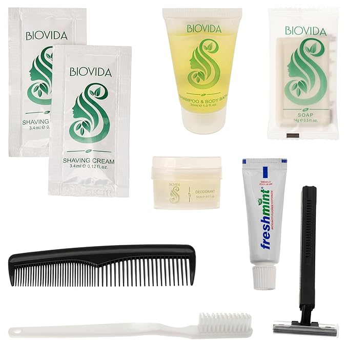 Moda West 96 Hygiene Kits - Bulk Case of Wholesale Basic Toiletry Kits for Men, Women, Travel, Charity 9 Pc Kit