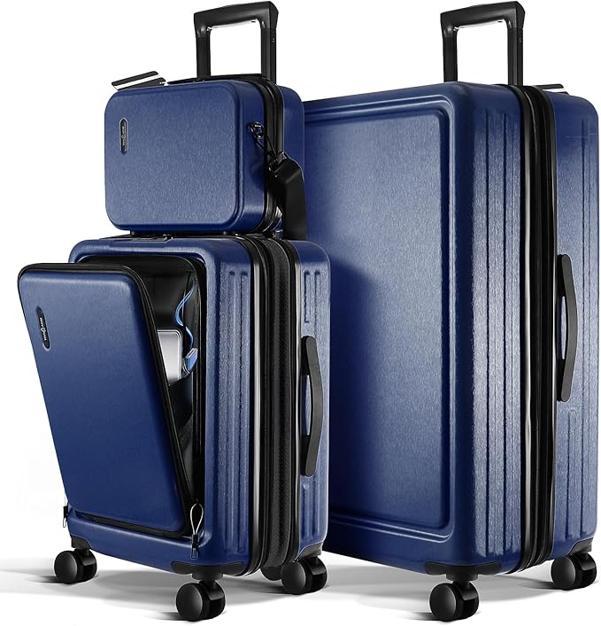 TRAVELARIM Luggage Sets 2 Piece, 20 Inch Carry on Luggage and 28 Inch Suitcases with Wheels Spinner, Durable Hard Shell Suitcase Set, Expandable Travel Suitcase, Navy
