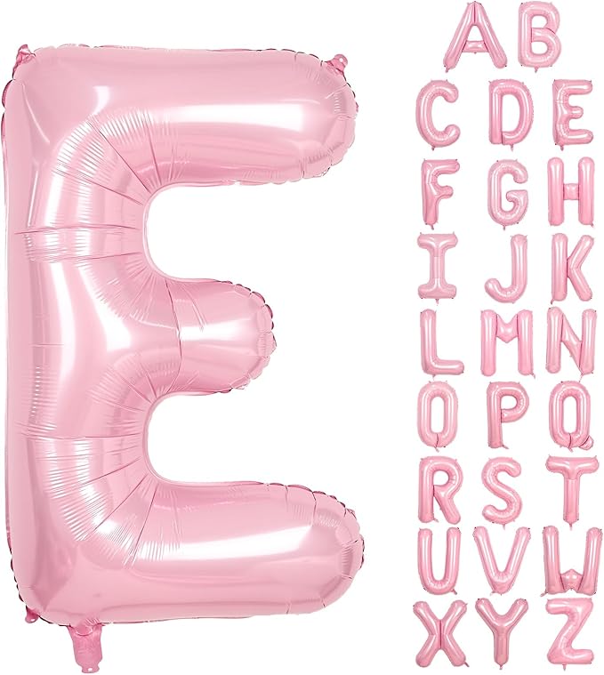 Pink Letter E Balloons,40 Inch E Letter Balloon Light Pink,A to Z Alphabet Helium Custom Pastel Balloon for Birthday Anniversary Baby Shower Wedding Party Decorations