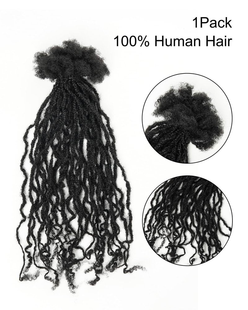 18 inch 30 Strands 0.4cm Thickness 100% Real Braids Human Hair Dreadlock Extensions for Man/Women/Kids DIY Permanent loc Extensions Handmade Can Be Dyed Bleached Curled