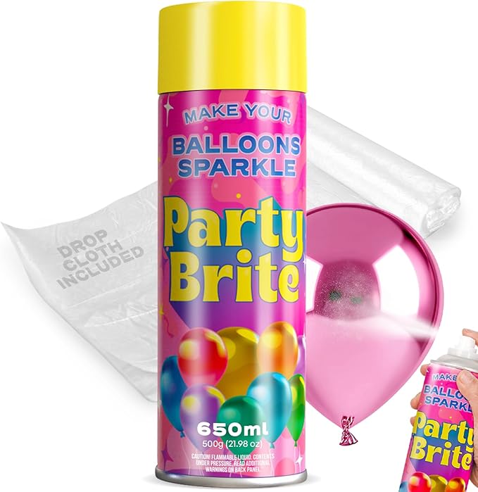 XL Balloon Shine Spray with Drop cloth, 22 oz - Instant Long-Lasting Gloss for Latex Balloons - No-Wipe, Mess-Free Aerosol - Water-Resistant, Silicone-Based - for Party & Event Décor - Made in USA
