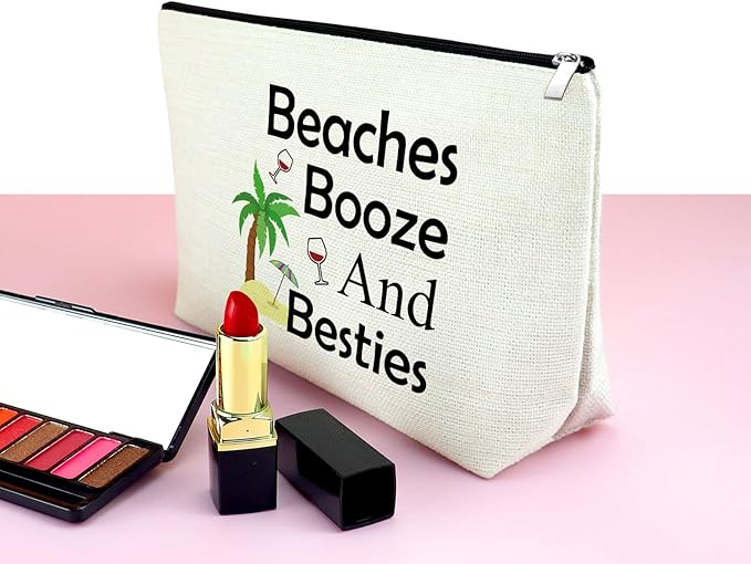 Mxrymvu Beach Gifts for Women Friends Makeup Bag Beach Lover Gifts Cosmetic Bag Funny Vacation Gift Seaside Themed Pouch for Women Besties Birthday Christmas Graduation Present Travel Makeup Pouch