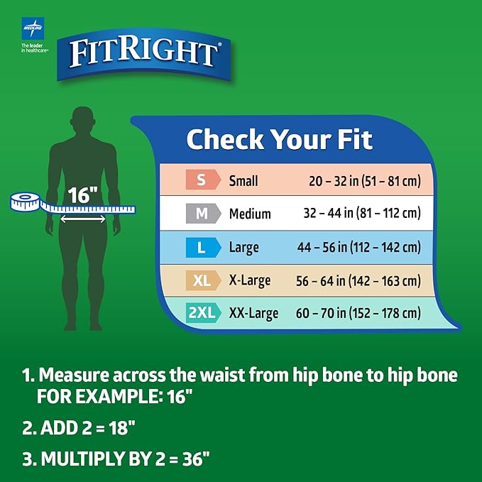 Medline FITULTRAXXLZ FitRight Ultra Briefs, XX-Large (Pack of 20)