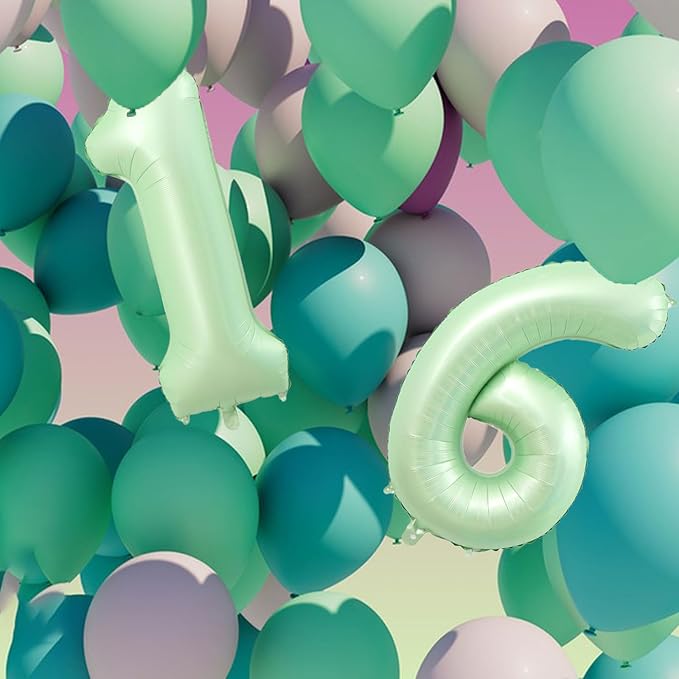 40 Inch Number 16 Balloons, Olive Green Giant Jumbo Helium Number 16 Foil Balloons for 16th 61th Birthday Party Anniversary Events Boys Girls Decorations Supplies