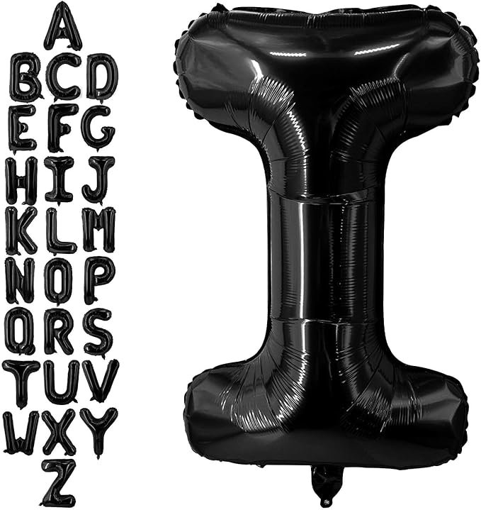 40 Inch Black Letter I Balloons, DIY Phrase Foil Alphabet Letter I Balloons DIY Word I Banner for Birthday Anniversary Celebration Graduation Party Supplies Decoration
