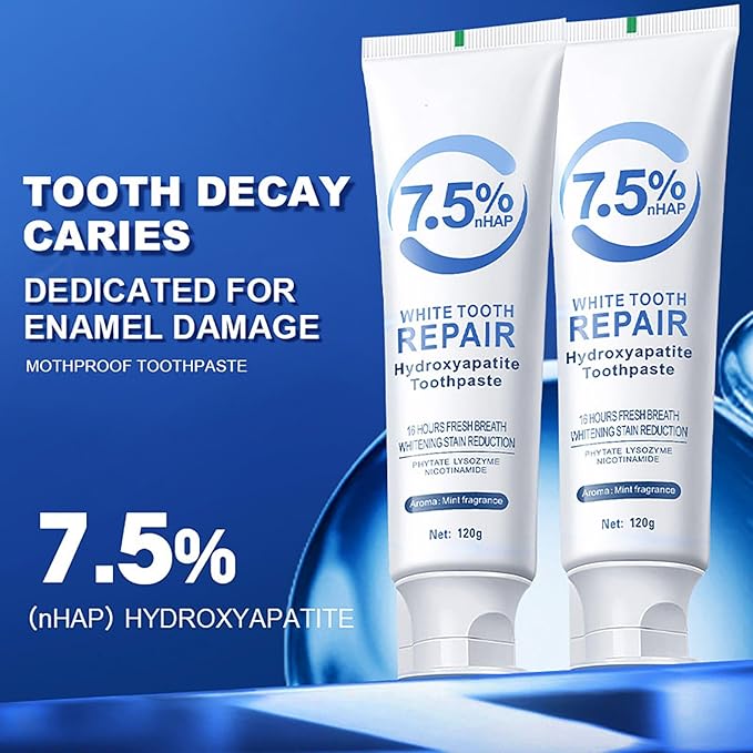 2PCS Hydroxyapatite Toothpastes for Enamel Protection and Tooth Strengthening, Gentle Mint, Fresh Breath, Daily Use for Oral Health, Natural and Safe 4.23oz