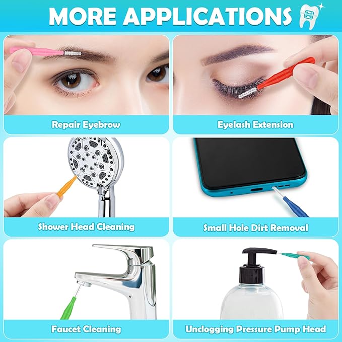 450 PCS Interdental Brushes Dental Floss Picks for Teeth Cleaning with Soft and Bendable Bristles Efficient Orthodontic Braces Oral Care Tooth Picks Flossers Cleaning Tools