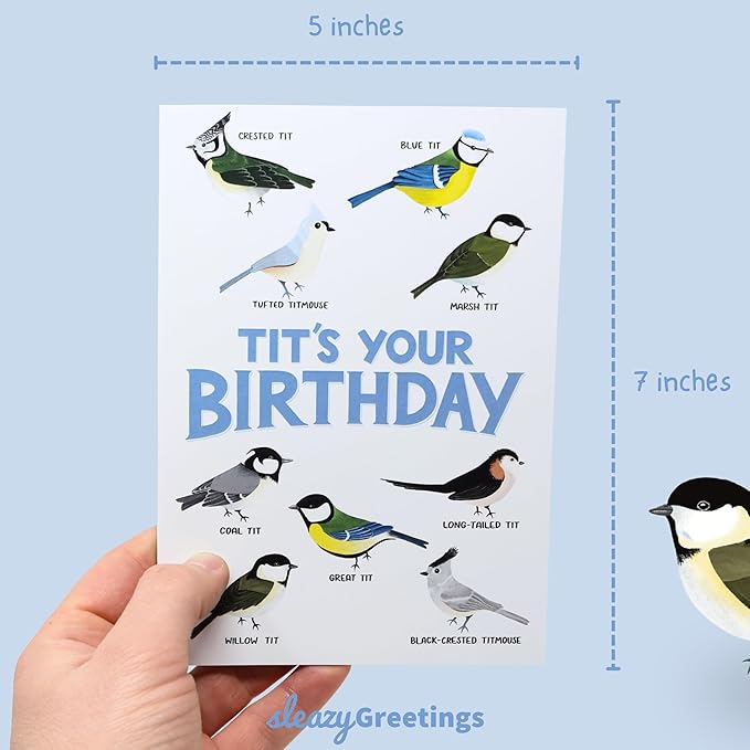 Funny Birthday Card - Bird Watching 'Tits' Your Birthday - Rude & Hilarious for Best Friend, Sister, Husband, or Wife