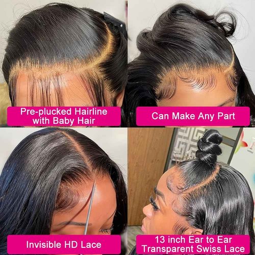 28 Inch 13x6 Lace Front Wigs Human Hair Body Wave Wig HD Lace Front Wigs Human Hair Glueless Wigs Human Hair Pre Plucked HD Transparent Lace Wigs for Black Women Frontal Wigs Human Hair