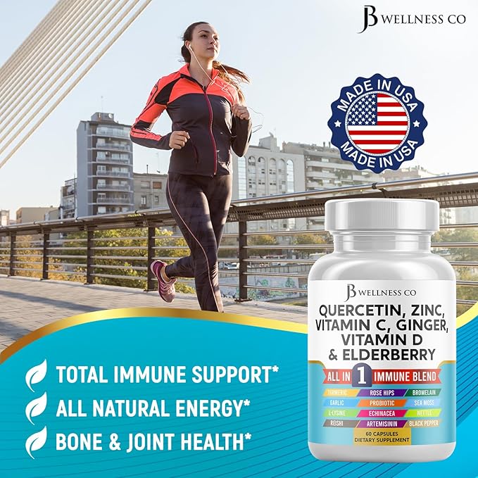 Quercetin Zinc Vitamin C Vitamin D Bromelain Elderberry - Nettle Supplement with Artemisinin, Sea Moss, Echinacea - 120 Count