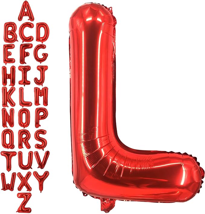 40 Inch Red Letter L Balloons, DIY Phrase Foil Alphabet Letter L Balloons DIY Word L Banner for Birthday Anniversary Celebration Graduation Party Supplies Decoration