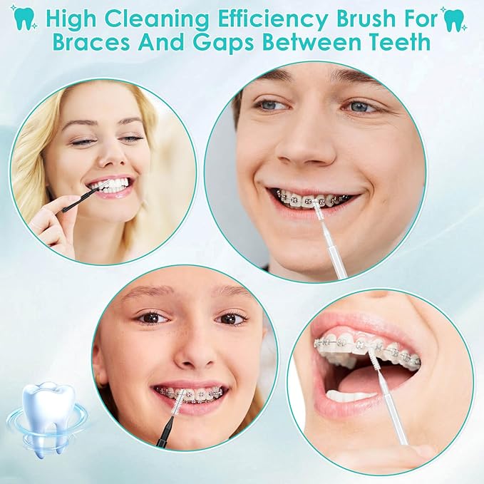 Lezmarket 300PCS Interdental Brushes for Braces, Soft and Bendable Dental Brush for Orthodontic Braces, Braces Cleaner Brush Tooth Pick Teeth Flossers Brushes for Teeth (White and Black)