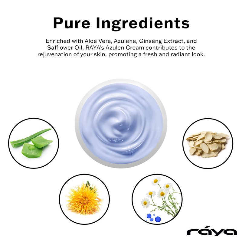 Raya Azulen Cream (301) | Moisturizing Day and Night Face Cream for Combination and Sensitive Skin | Refines, Tones, and Tightens | Made with Soothing Azulene