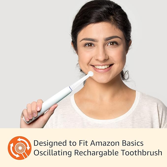 Amazon Basics Electric Toothbrush Head Replacement Brush, White, 3 Count (Fits Most Oral-B Brushes)