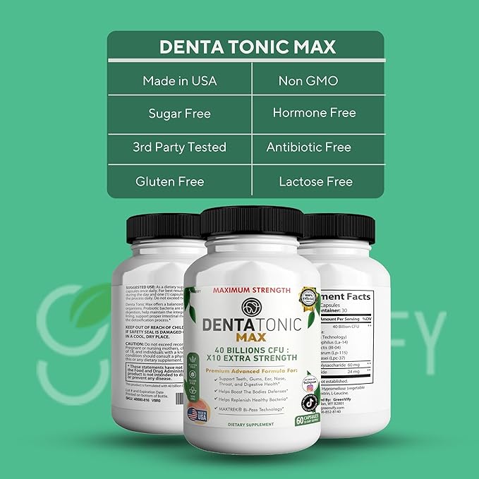 Denta Tonic Max Probiotic Supplement, 40 Billion CFU, 60 Capsules, Supports Oral & Digestive Health (2)