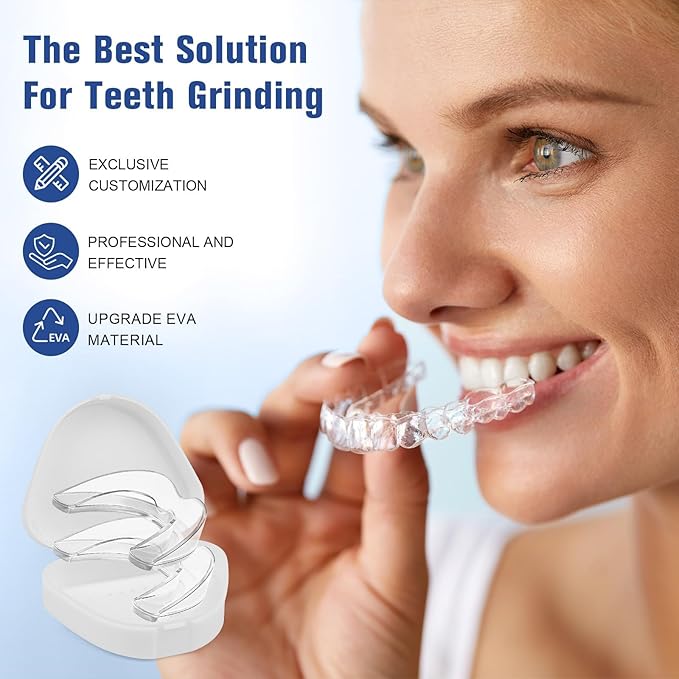 Mouth Guard for Grinding Teeth at Night, Mouth Guard for Clenching Teeth at Night Upgraded Safety EVA Material, Night Guards for Teeth Grinding, Anti Grinding Guard for Adult with 6 Cleaning Tablets