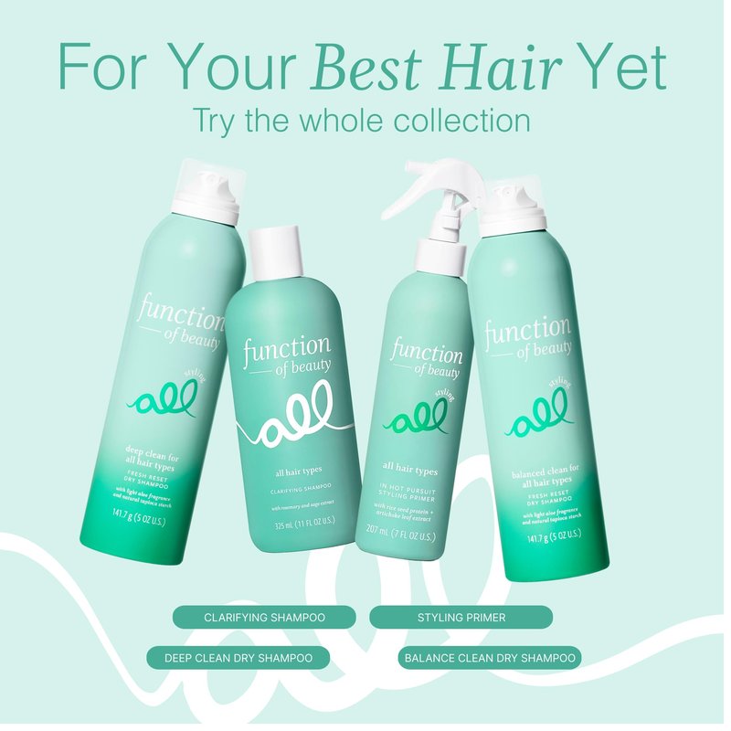 Function of Beauty Deep Cleaning Dry Shampoo for Normal to Oily Hair - Talc-Free Dry Shampoo with No Visible Residue - Lightweight, Volumizing & Fast-Absorbing for Excess Oil, Sweat & Odor