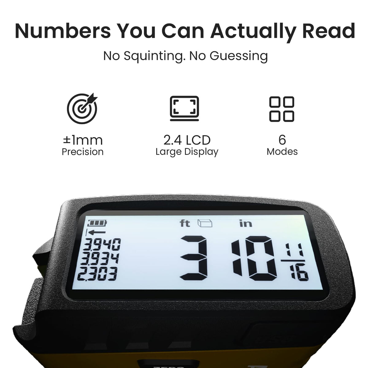 ACPOTEL Digital Tape Measure 16ft, LCD Display, 6 Metric & Imperial Units