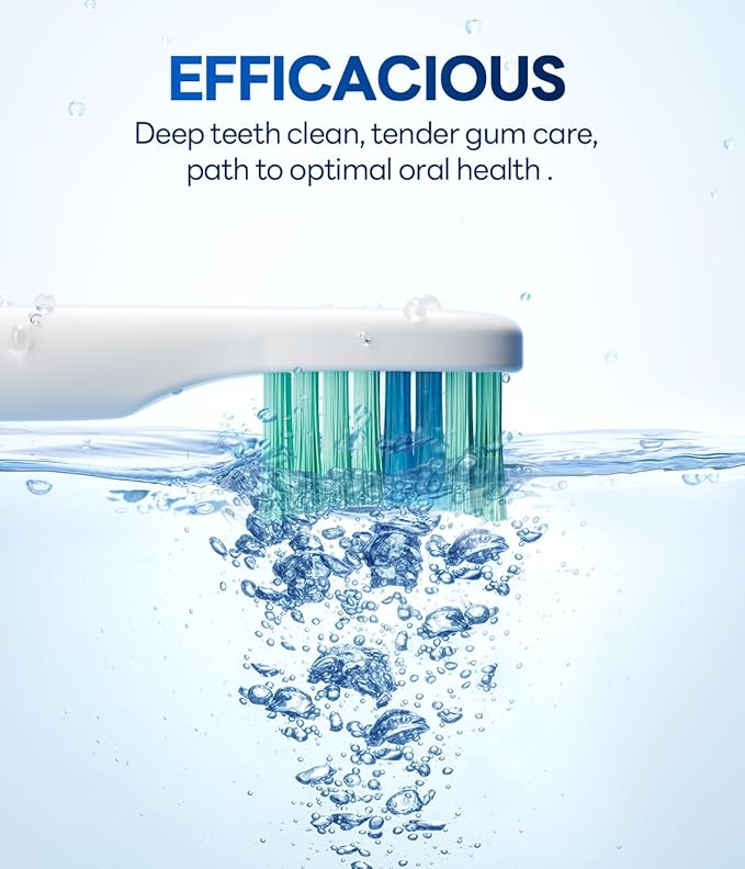 Bymore 8 Replacement Heads Electric Toothbrush for Adults, Ultra Clean Rechargeable Sonic Toothbrush Portable - Sky Blue