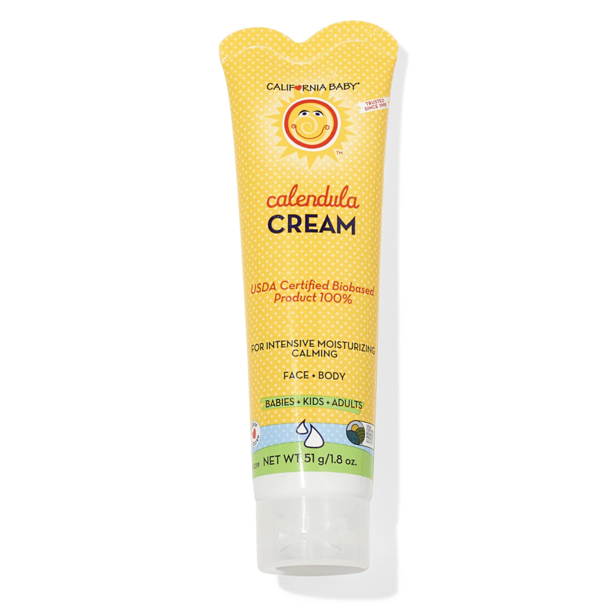 California Baby Calendula Cream | 100% Plant-Based Moisturizer | Lavender Baby Lotion | Face Moisturizer For Dry Skin | Hypoallergenic | 1.8 oz / 51g