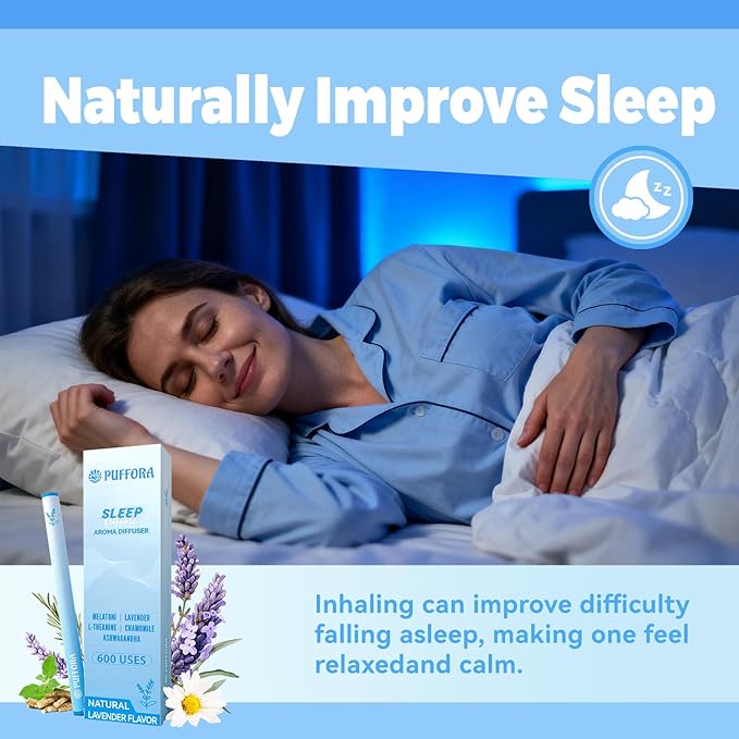 Melatonin Diffuser Pen, Extracts of Lavender, L-Theanine and Ashwagandha, Supports Restful & Comfortable Sleep, Stress Relief - 600 Uses
