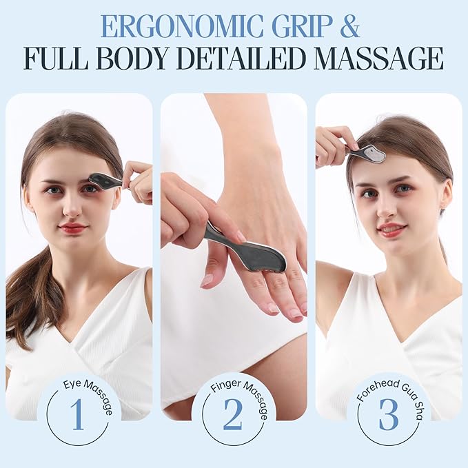Gua Sha Facial Tools,Guasha Massage Tool for Face&Body, Manual Massage Tool for Lymphatic Drainage &Jawline Sculpting & Puffiness Reducing,Gua Sha Muscle Scraper Tool,Skin-Care Tool