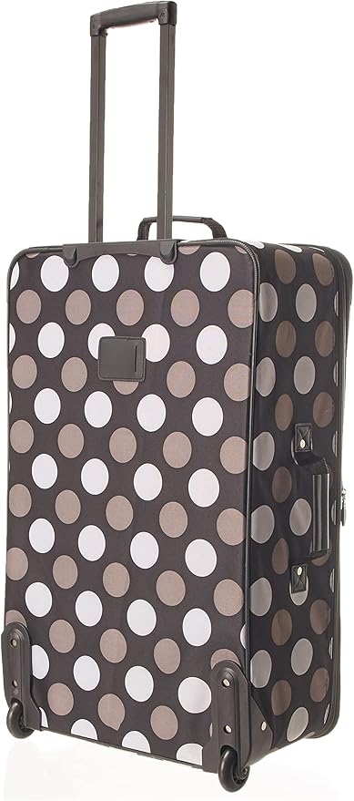 Rockland Fashion Softside 4 Piece Luggage Set, Expandable, (14" Tote/19"/24"/28"), Black Dot