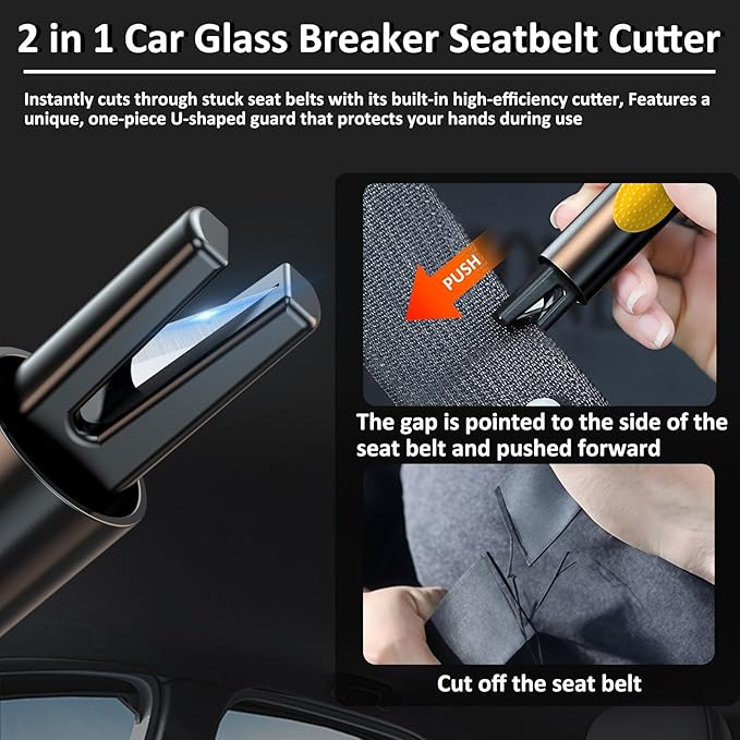 Safehammer - 2025 Upgraded Safe Hammer Glass Breaker Under Water, Car Hammer Seatbelt Cutter Window Breaker Emergency Escape Tool, Safehammer Glass Breaker for New Cars (3PCS)