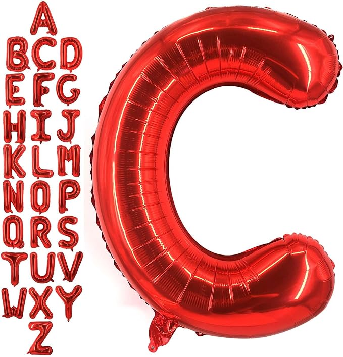40 Inch Red Letter C Balloons, DIY Phrase Foil Alphabet Letter C Balloons DIY Word C Banner for Birthday Anniversary Celebration Graduation Party Supplies Decoration