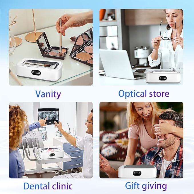 Jewelry Cleaning Ultrasonic Machine with 3 Modes Timer, 40W 22oz (640ml) 49KHz Portable Professional Jewelry Cleaning Ultrasonic Eyeglass Cleaner for Watches, Dentures, Ring, Razor,Makeup Brush