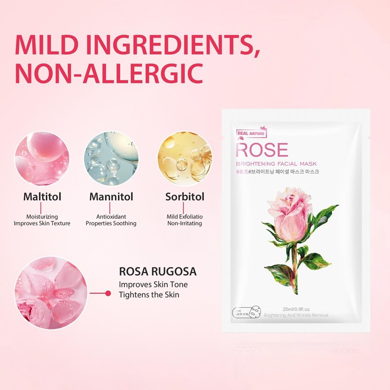GUOYAOLIFU Hydrating Facial Masks Skincare for Women,White Rose Face Mask Sheet Skincare, Moisturizing Face Mask for All Skin Types (8-Packs)
