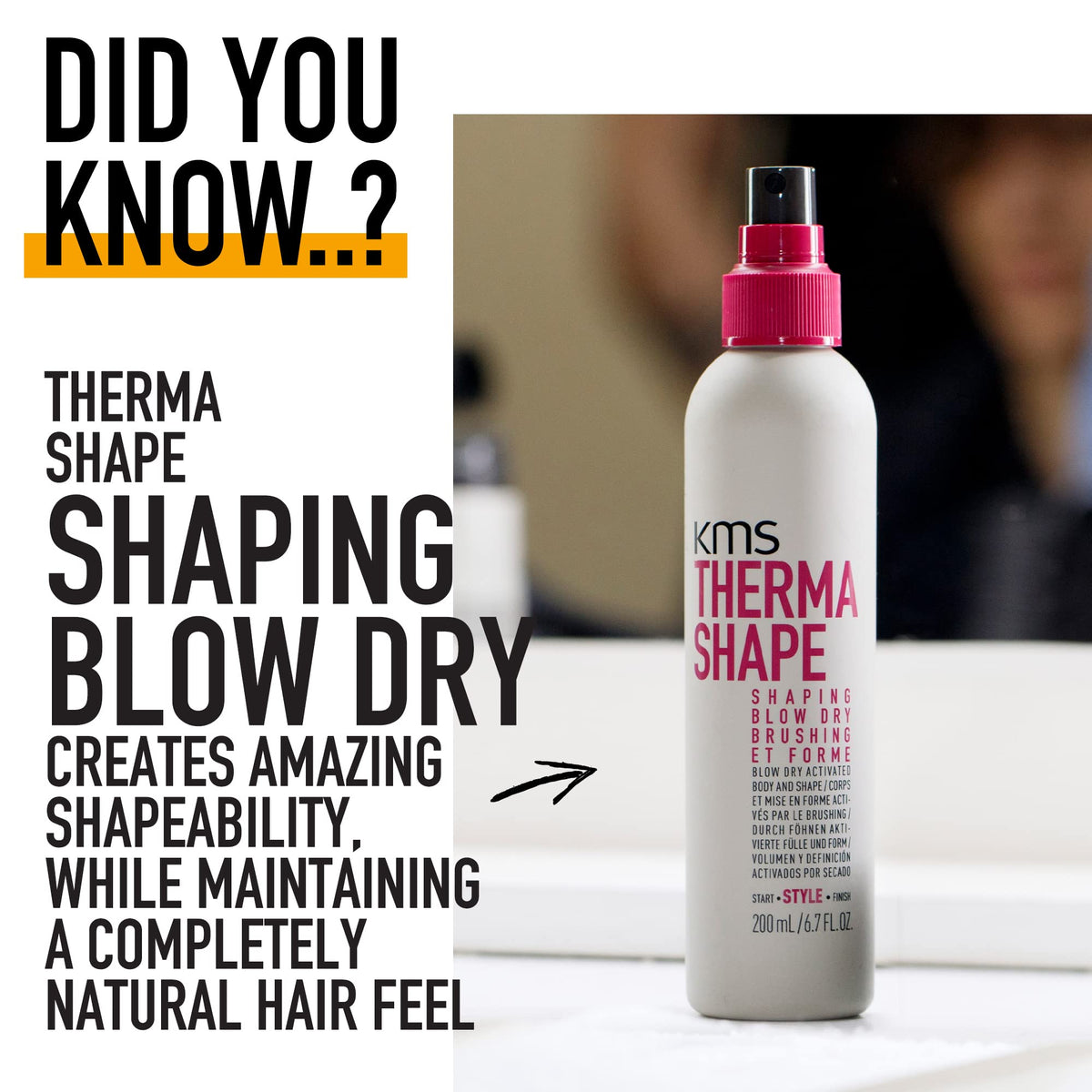 KMS THERMASHAPE Shaping Blow Dry Spray for 50% Faster Dry Time, 6.7 oz