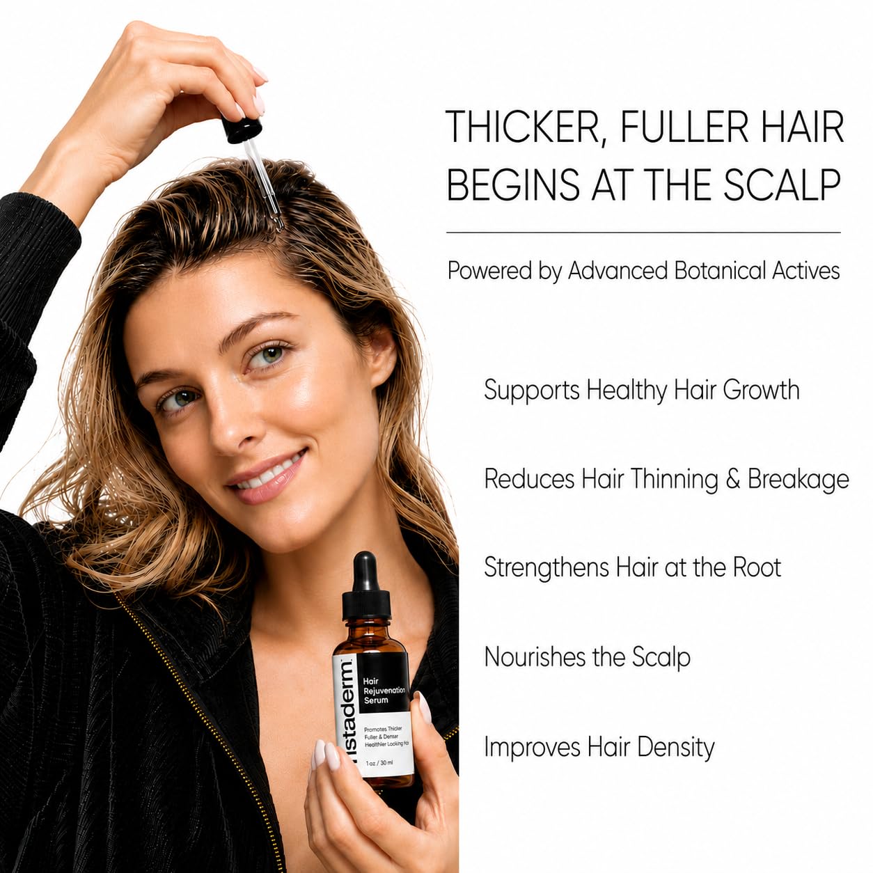Hair Growth Serum – Peptide & Botanical Scalp Treatment for Thinning Hair – Supports Fuller, Stronger, Healthier-Looking Hair – Lightweight Daily Serum for Men & Women