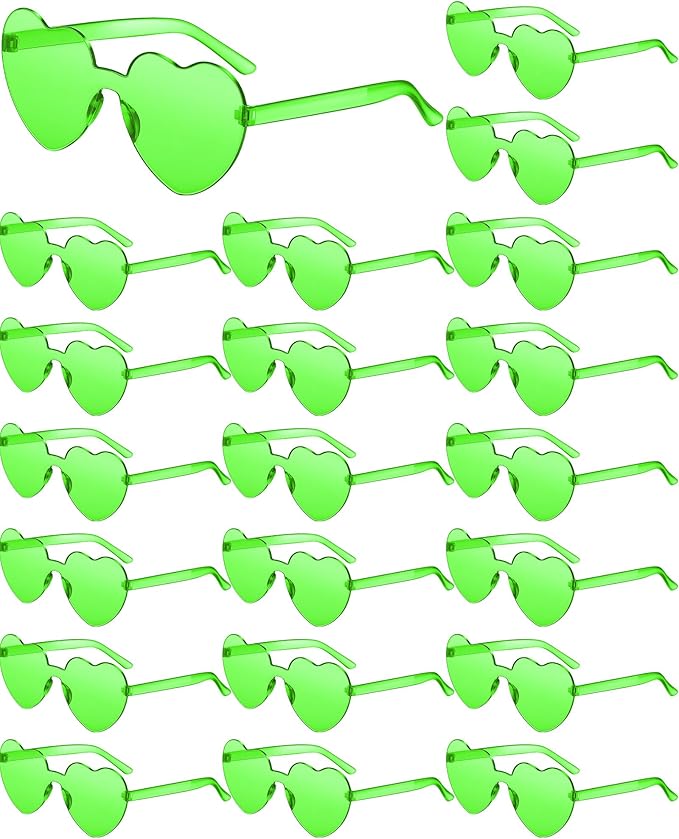 Frienda 20 Pairs Heart Shaped Sunglasses Rimless Candy Color Glasses for Women Men Party Favor