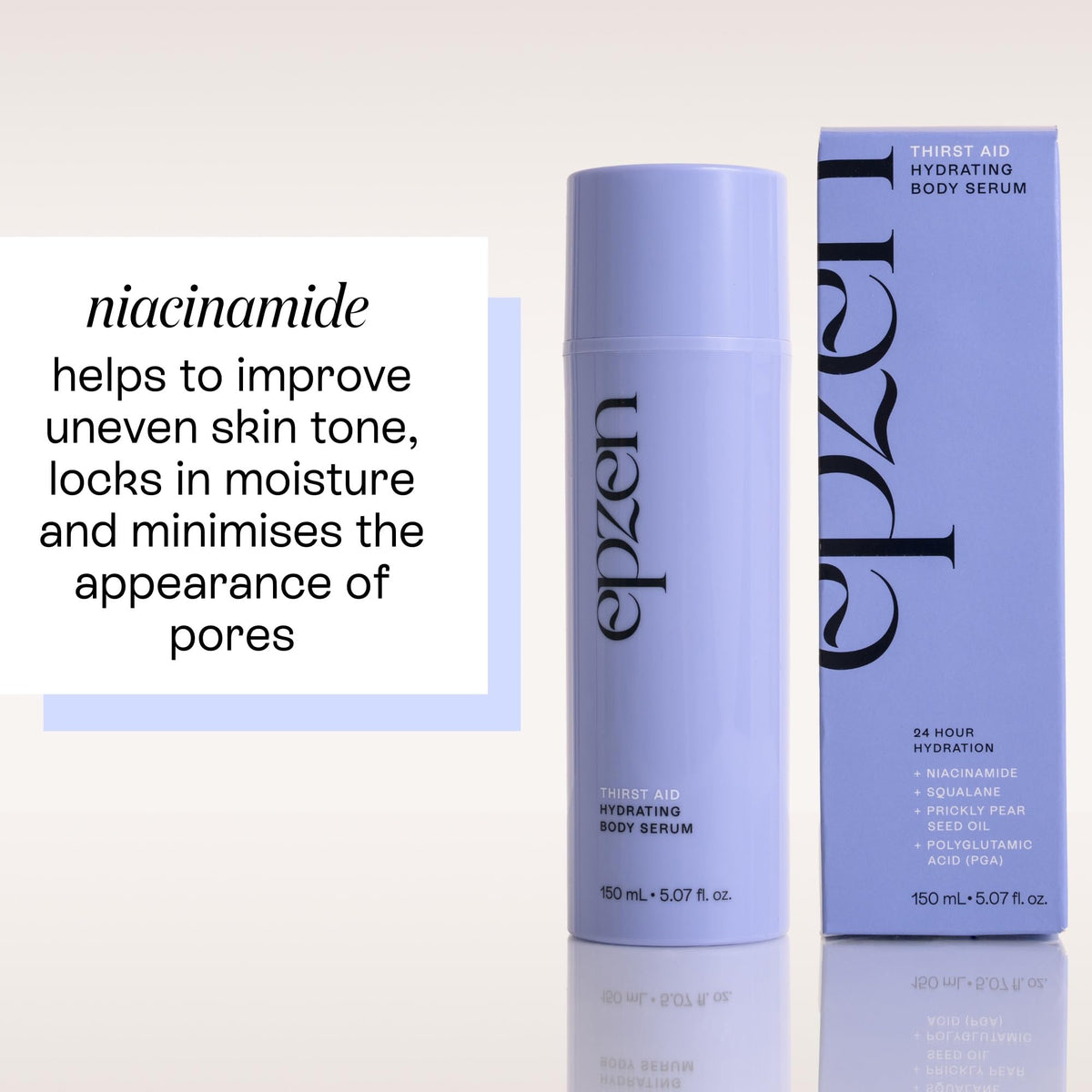 epzen Thirst Aid Hydrating Body Serum with Prickly Pear Seed Oil, Squalane, Hydrating Serum Skin Care Moisturizer, Lightweight & Nourishing Vegan, Paraben & Sulfate Free, Cruelty Free, 5.07fl. oz.