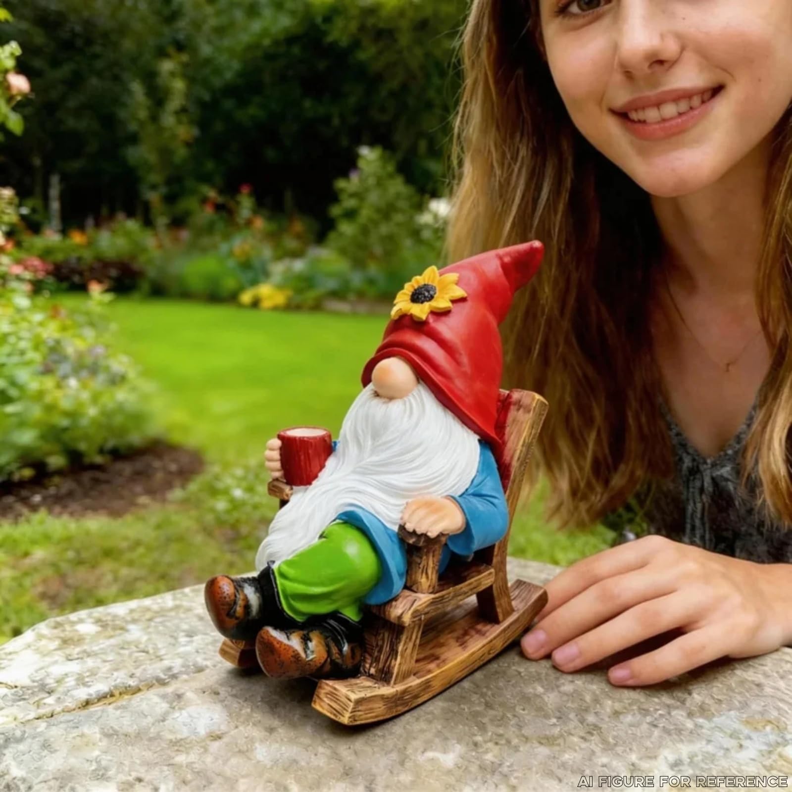 Somdzono Garden Gnomes Outdoor, Funny Coffee-Drinking Gnome Statue for Yard Lawn Decor, Gifts for Mom Grandma Women