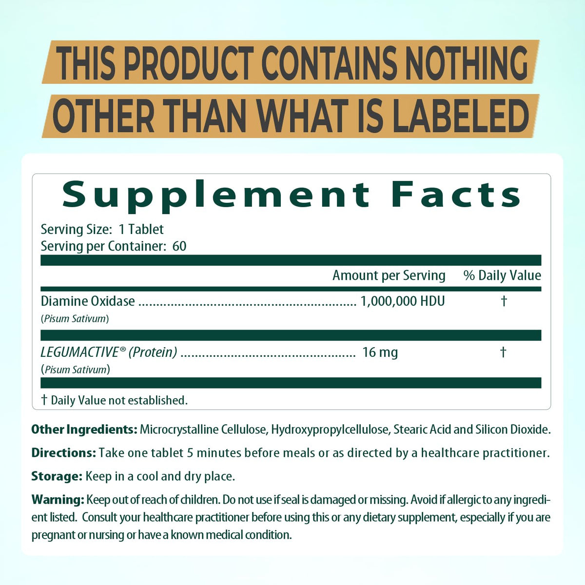 NATURDAO® DAO enzyme 1,000,000 HDU per tablet - DAO Enzyme Supplement - Histamine Block - Diamine Oxidase - Food Intolerance - 60 Extended Release Tablets