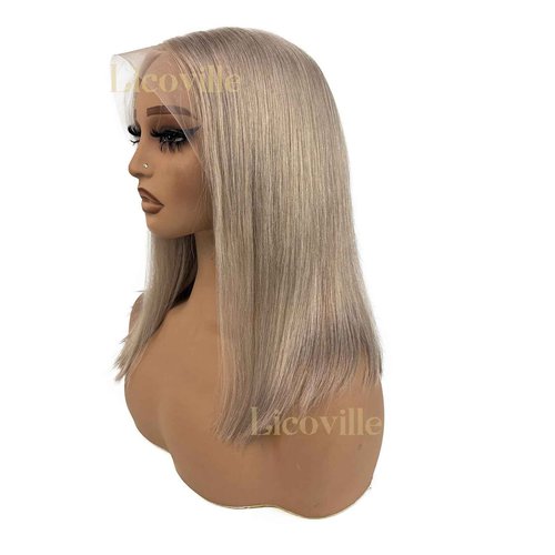Licoville 13x6 Ash Blonde Bob Wig Human Hair 12 Inch Deep Part Ash Blonde HD Lace Front Wig Human Hair Short Bob Wigs for Black Women 180% Density Silky Straight Blond Wig