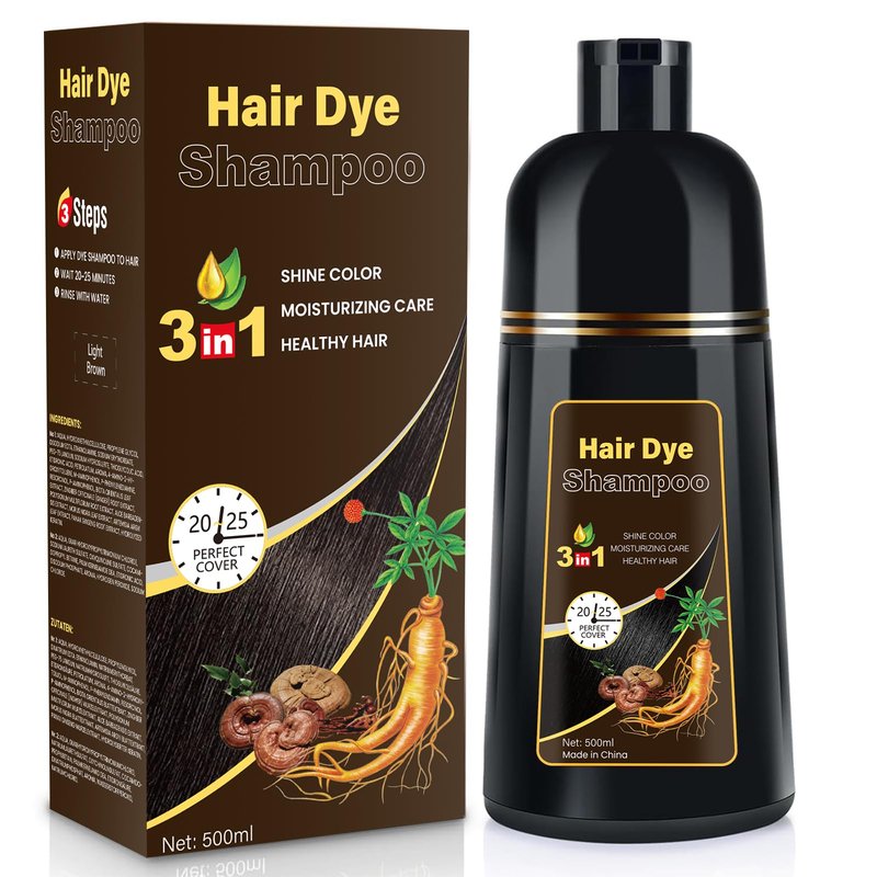YOURTONE Light Brown Hair Dye Shampoo 3 in 1, Hair Color Shampoo for Gray Hair Coverage for Women Men, Herbal Formula, Lasts up to 30 Days (16.9 Fl Oz)