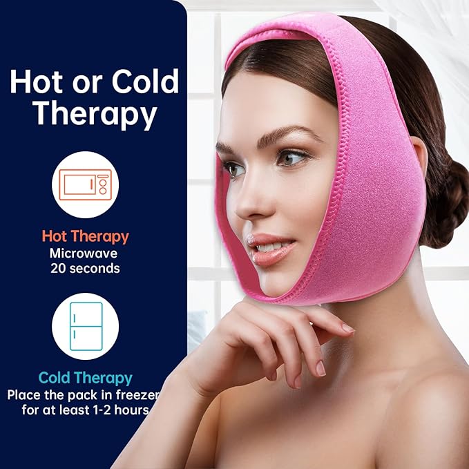 Wisdom Teeth Ice Pack Head Wrap Jaw Face Ice Pack with 4 Gel Packs for Wisdom Teeth Removal Extraction Toothache Pain Relief Facial Face Oral Surgery TMJ Tonsillectomy Recovery Cosmetic Procedure