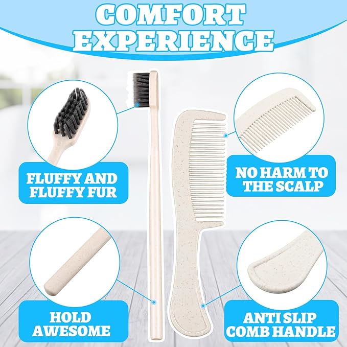 Panitay 30 Pack Travel Toiletry Kit Bulk Disposable Hygiene Kit Homeless Care Charity Supplies Include Toothbrush Toothpaste Comb Soap for Men Women Travel Homeless Charity