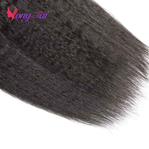 Kinky Straight Hair 3 Bundles 14 16 18 Inch 100% Unprocessed Brazilian Yaki Straight Bundles Human Hair Weave Extensions 1B Color Kinky Straight Human Hair for Women