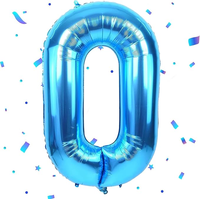 40 inch Blue Number Balloon Giant Foil Helium Balloons Blue Number 0 Balloon for Birthday Party Decorations