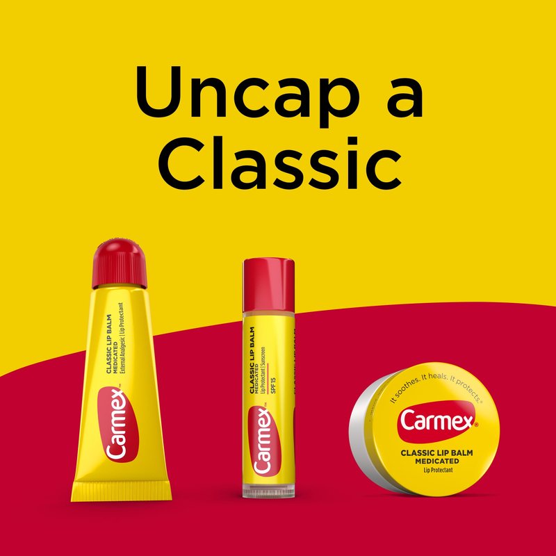 Carmex Classic Medicated Lip Balm Tubes, Lip Moisturizer for Chapped Lips, 12 Count (4 Packs of 3)