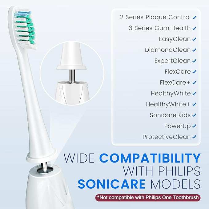 Replacement Toothbrush Heads for Philips Sonicare, 8-Pack Sonicare Compatible Brush Heads, Fits DiamondClean, ProtectiveClean, FlexCare, 2 Series, 3 Series & More