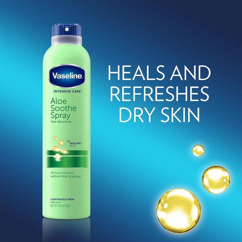 Vaseline Intensive Care Spray Moisturizer, Aloe Soothe 6.5 oz, Twin Pack