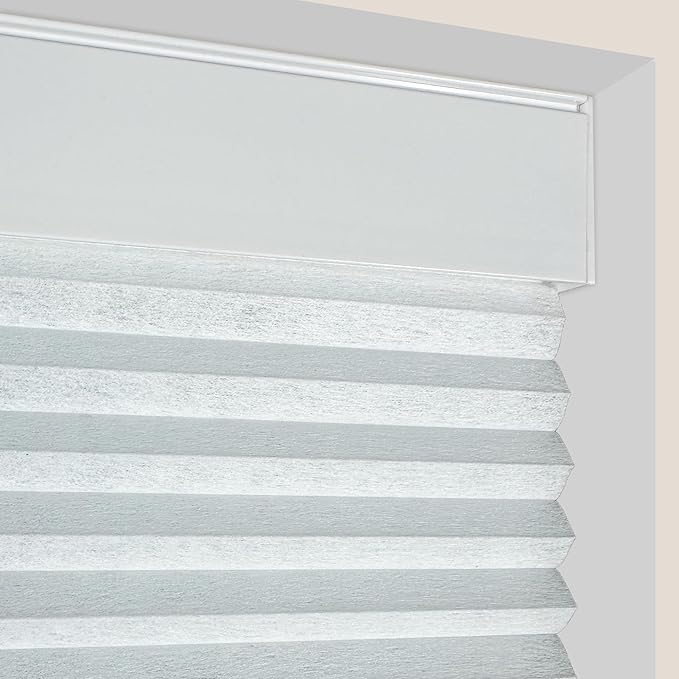 CALYX INTERIORS Blackout Cellular Honeycomb Shade, Cordless, 3/8" Single Cell, 21.5" W x 48" H, Blackout White