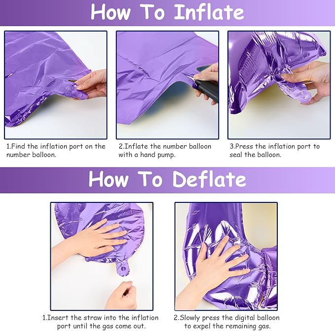 Purple Number 17 Mylar Foil Balloons, 40 Inch Giant Purple 17th Birthday Balloons for Girls, Purple Number 1 & 7 Helium Balloon for Women 17th Anniversary Party Decorations Supplies