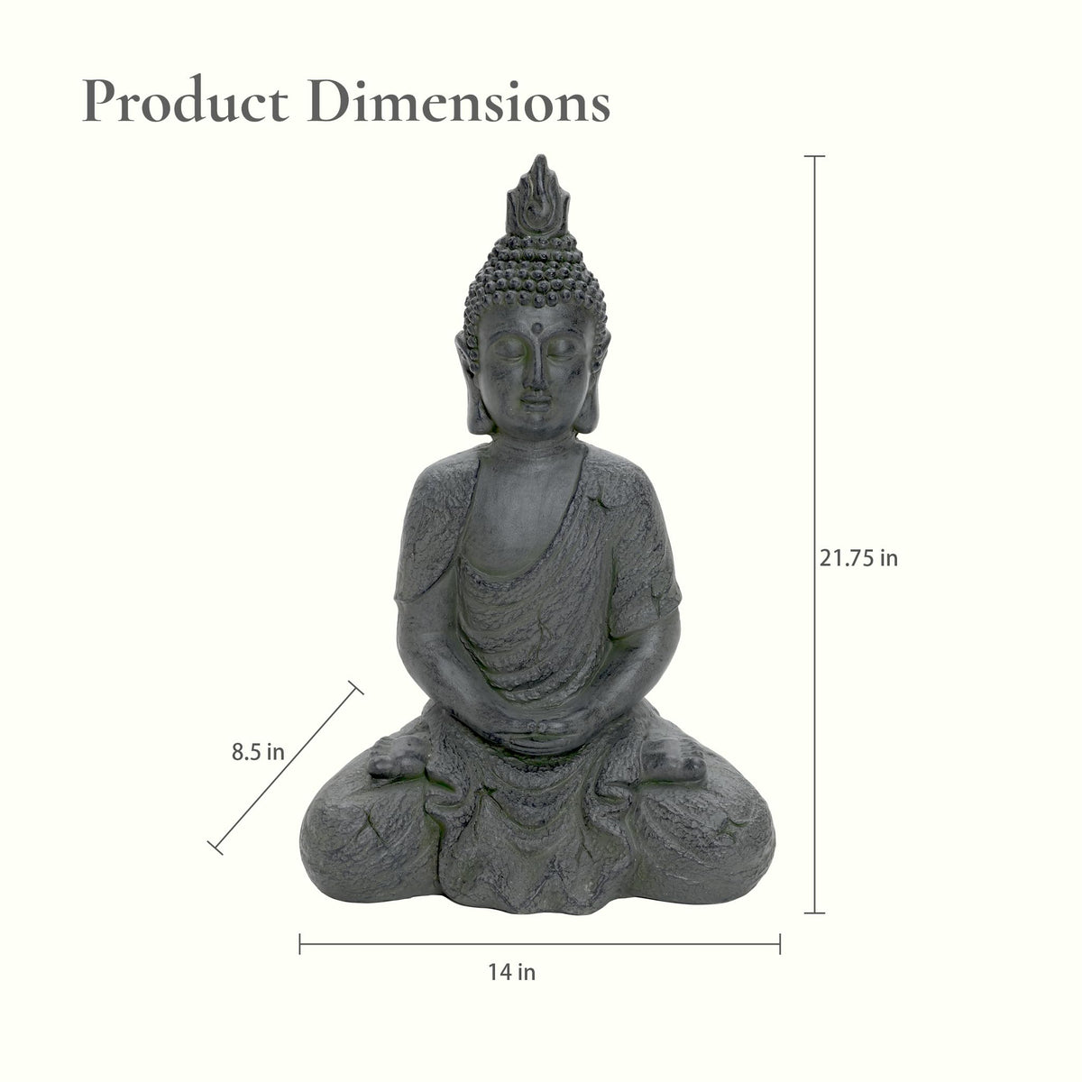 LuxenHome Large Buddha Statue, 22" Meditating Buddhas Garden Statue